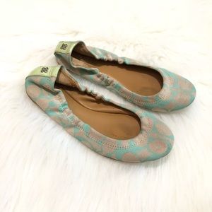 Coach Size 5 Aqua Logo Ballet Flats